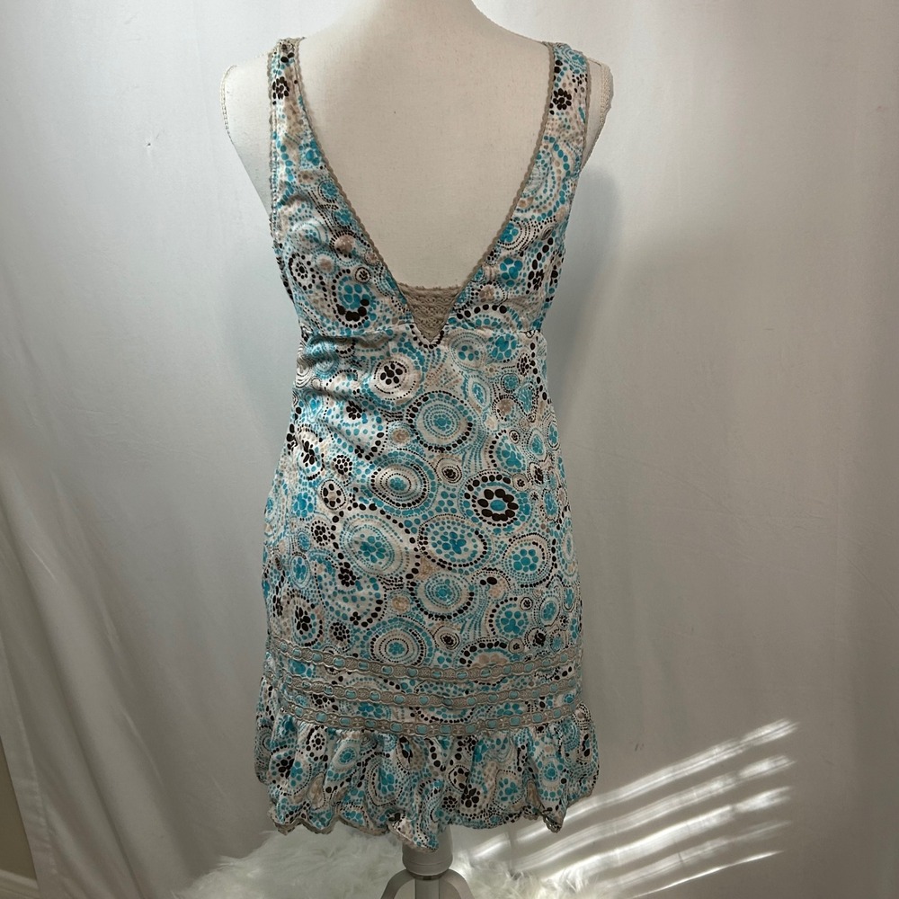 Free People‎ Mini Dress Size 8 Blue Brown Floral Print Sleeveless Summer - Picture 4 of 5